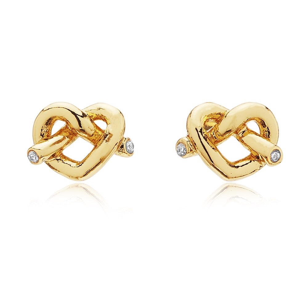 NEW Kate Spade Loves Me Knot Heart Diamond Crystal Gold Earrings Studs